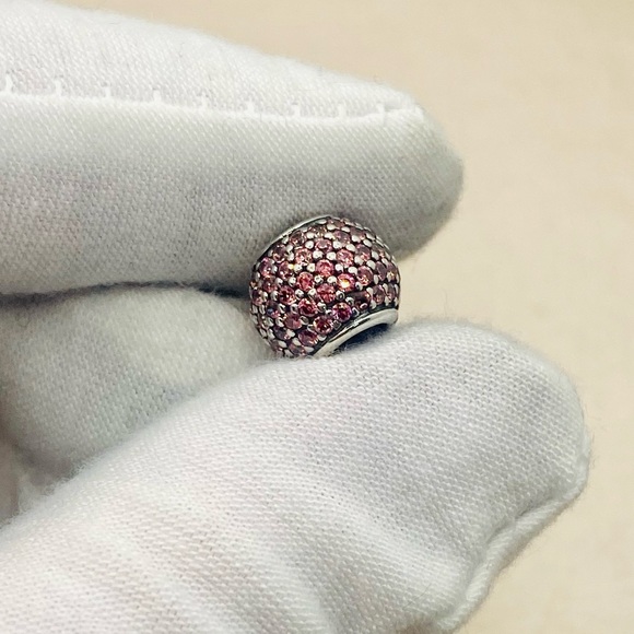 EUC Pandora 791051PCZ Sterling Silver Pave Lights Charm W/ Salmon Zirconia - Picture 4 of 8